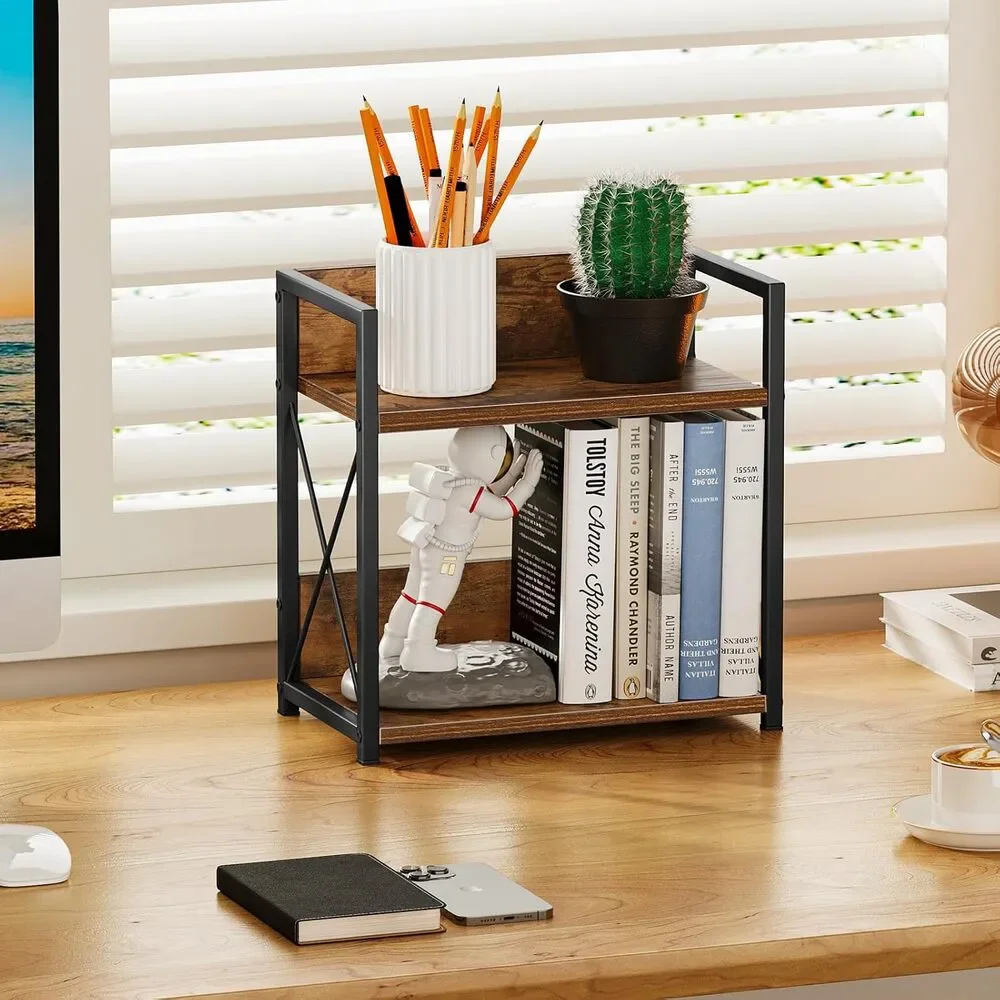 2 Tier Kitchen Organizer Rack Storage Shelf Countertop Coffee Bar Wood Metal
